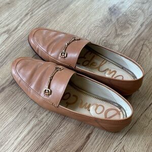 Sam Edelman Brown Leather Loafers with Gold Buckle